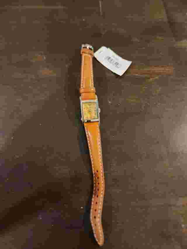 Emporio Armani AR0252 Rectanguler Stainless Steel Watch with Brown Leather Band
