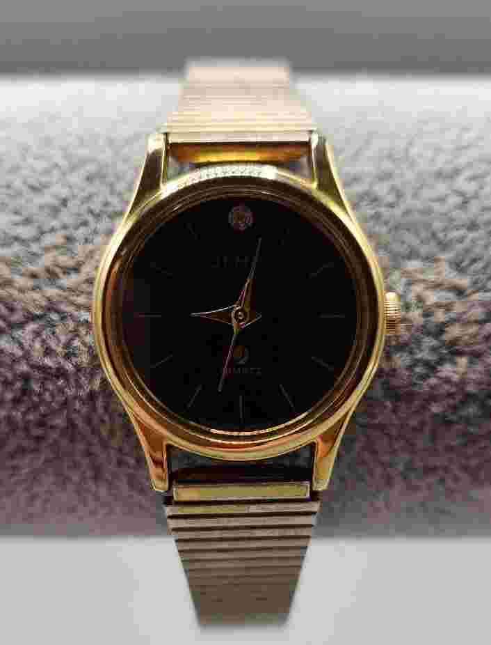 Vintage Jemis Watch Gold Silver Tone Round Mesh Band - New Battery