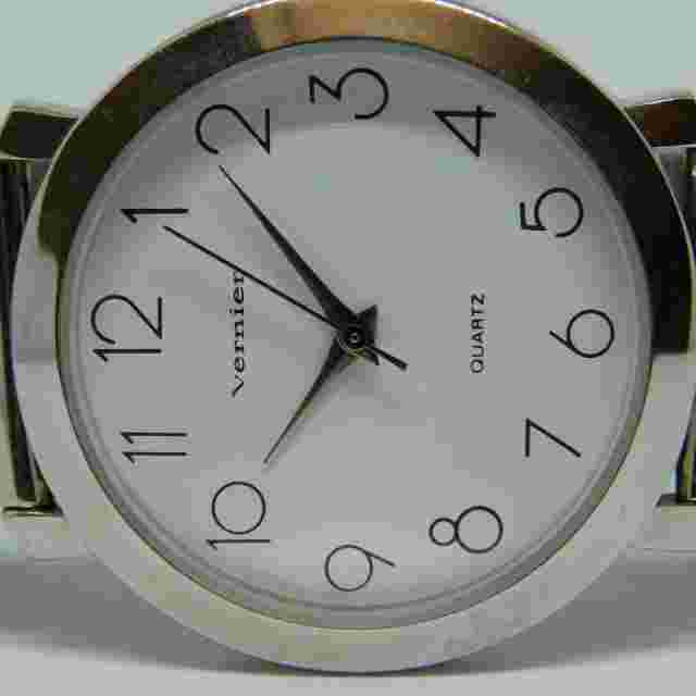 Vernier Silver Tone Mesh Band Quartz Analog Women's Watch Sz. 6 3/4" New Battery