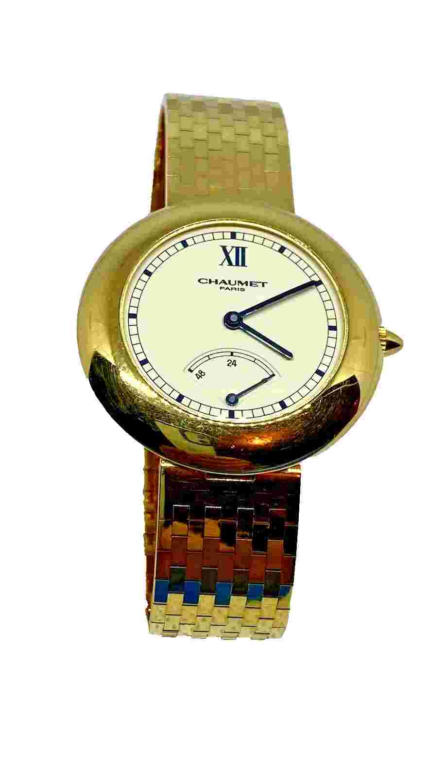 18k Yellow Solid Gold Swiss Made Automatic Wristwatch ''Chaumet''Paris 35.8mm.