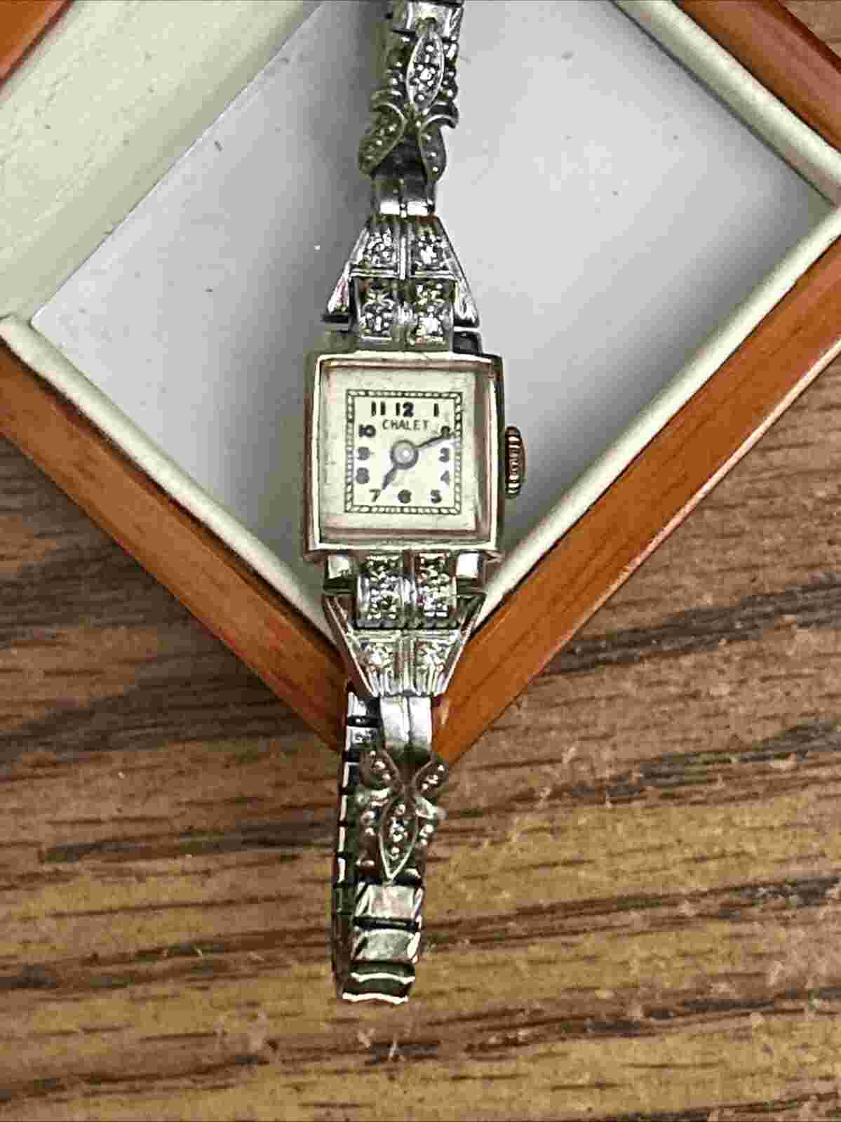 Vintage 10K CHALET PLATNIUM DIAMOND Watch 1950’s RARE, Solid Platinum
