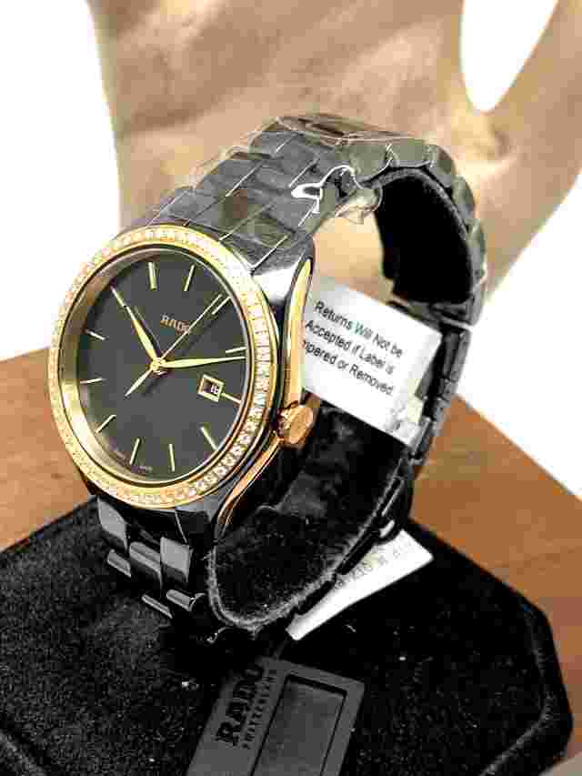 Rado Womens Watch R32123152 Hyperchrome Swiss Quartz Diamond Bezel Black Ceramic