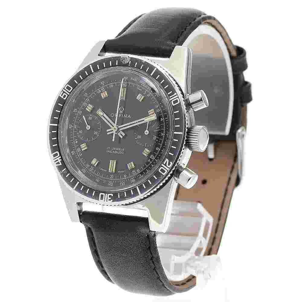 ORFINA 9141 Chronograph Vintage cal.7733 black Dial Hand Winding Men's 837878