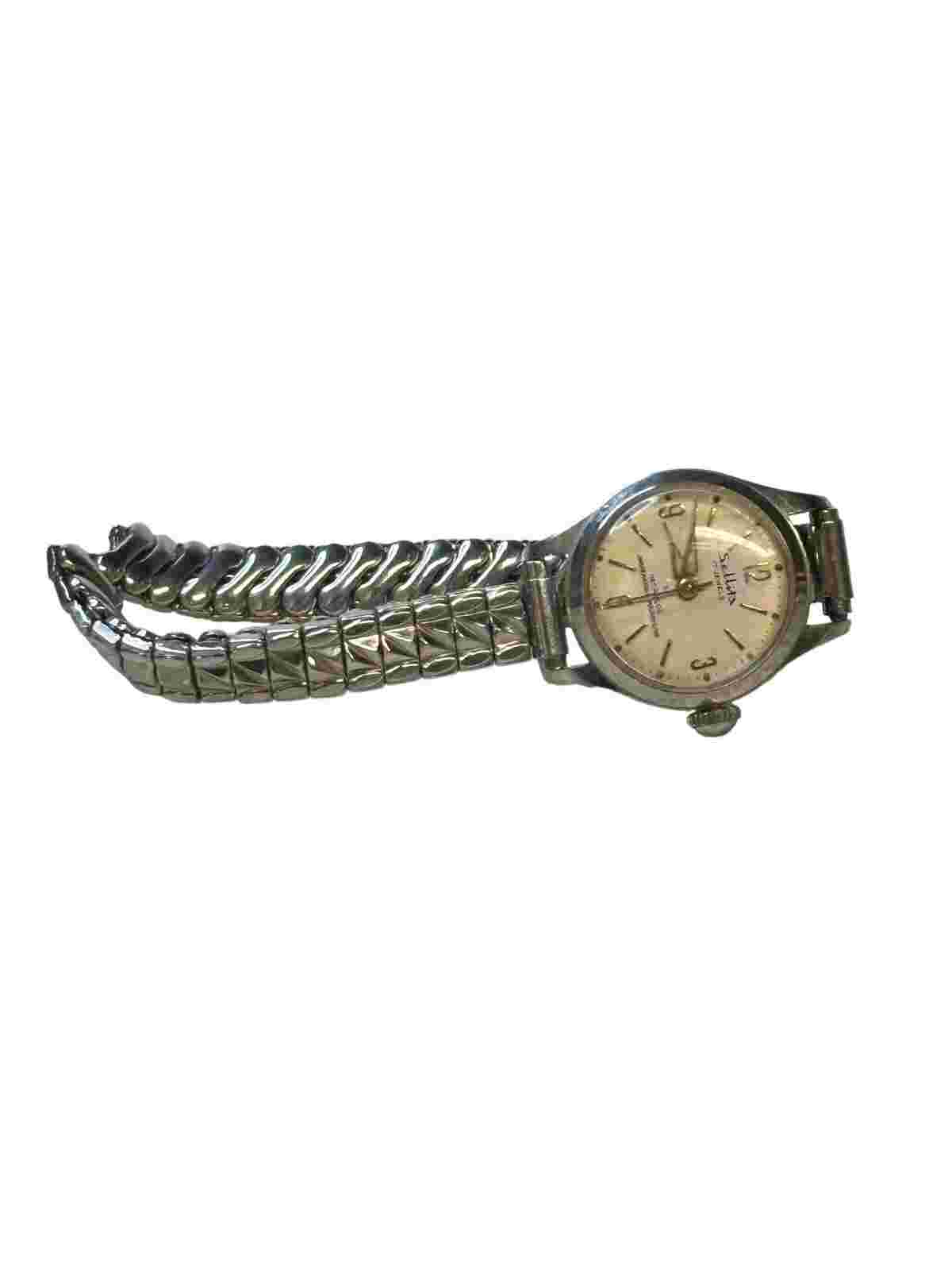 1950's Antique Sellita 17 Jewels Incabloc Ladies Wrist Watch Not Working As is