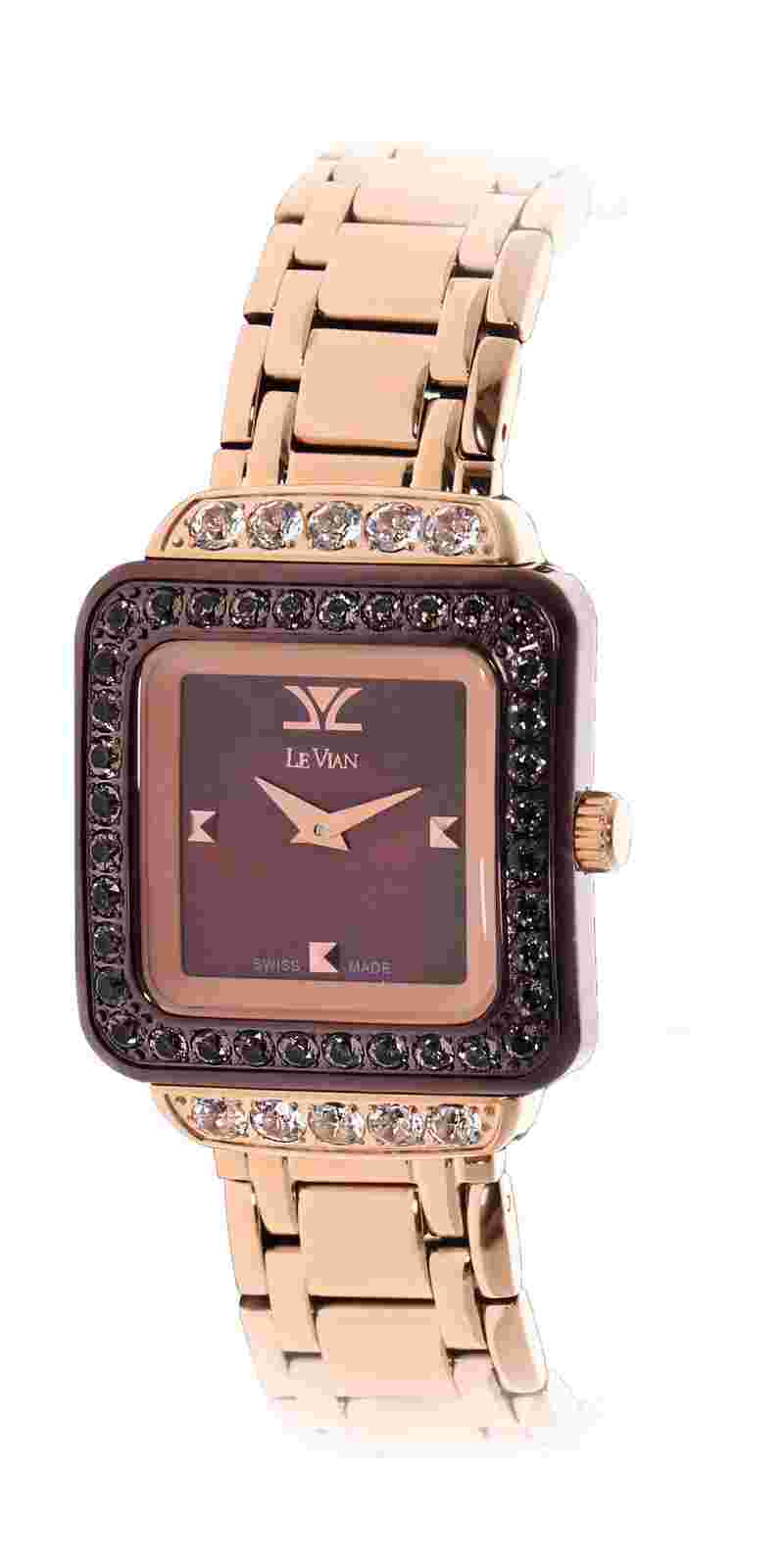 Le Vian Time 32 mm Rose Gold Stainless Steel Case, Rose Gold Stainless Steel Bracelet, Women's Wristwatch (LV1375)