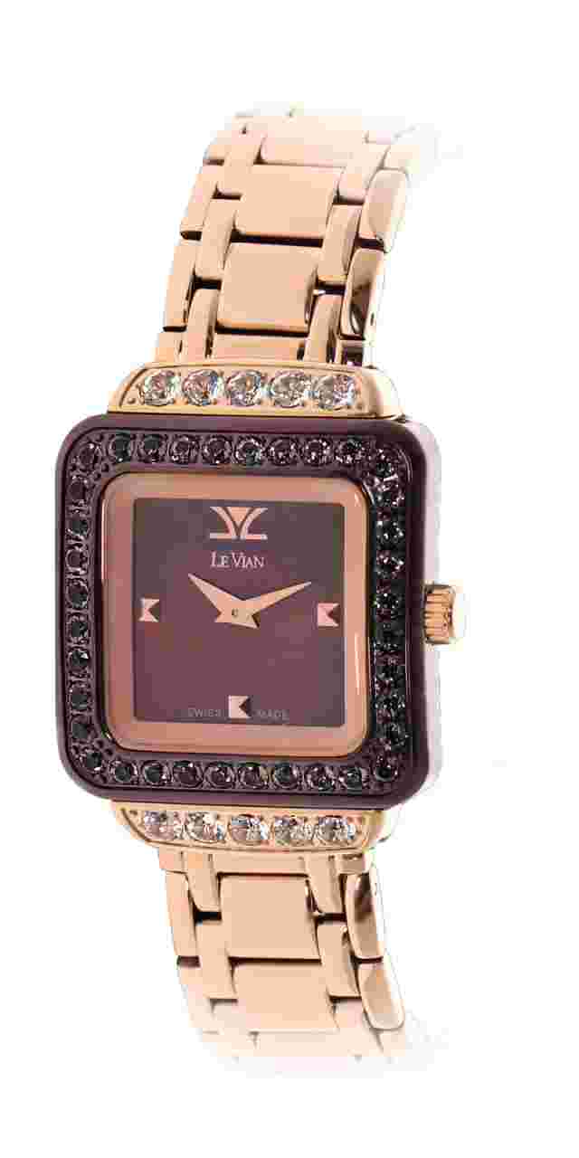 Le Vian Time 32 mm Rose Gold Stainless Steel Case, Rose Gold Stainless Steel Bracelet, Women's Wristwatch (LV1375)