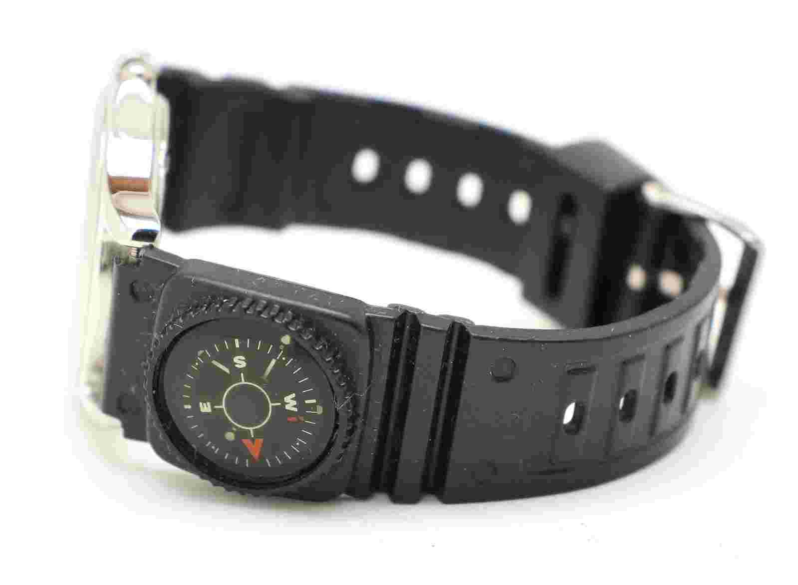 XANADU Men's Indiglo Military Time Resin Band Compass Watch NEED Battery