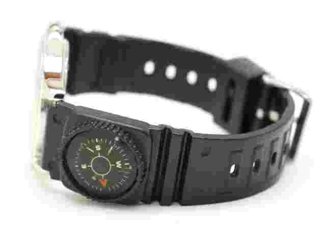 XANADU Men's Indiglo Military Time Resin Band Compass Watch NEED Battery