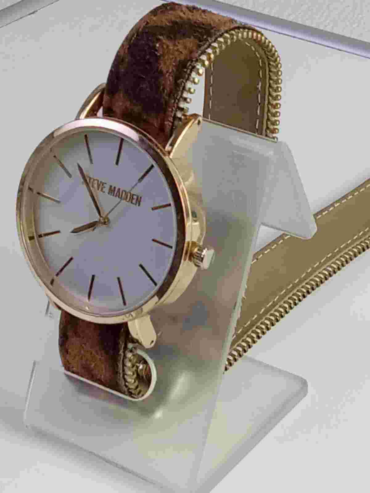 Steve Madden Double Wrap Zipper Style Leather Women's Quartz Watch