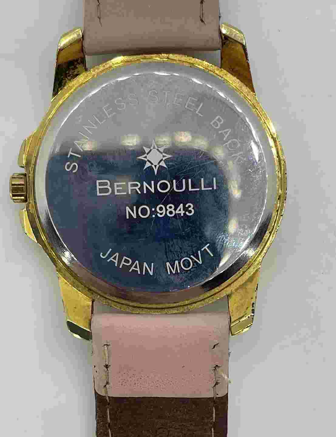 Bernoulli 9843 Faun Women's Fashion Pink Leather Band Gold Tone Watch Japan Movt