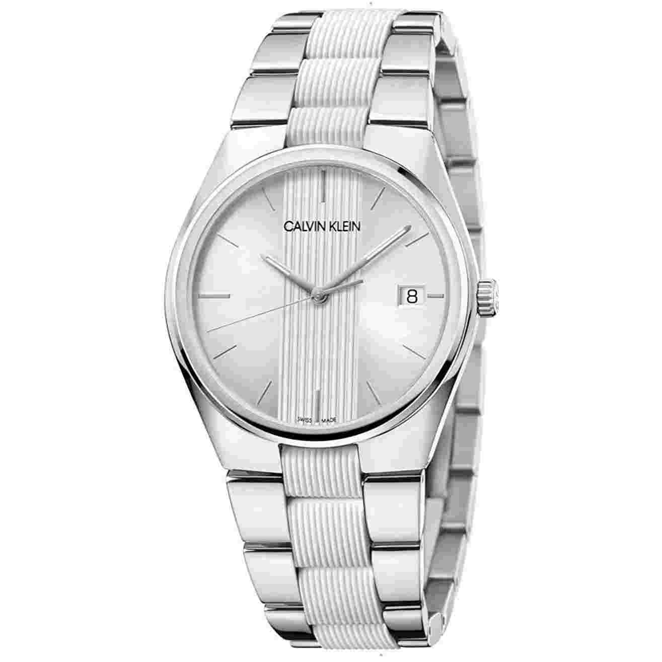 Mens Wristwatch CK CALVIN KLEIN CONTRAST K9E211K6 Steel White SWISS MADE