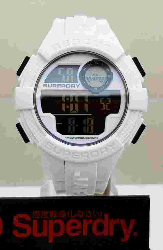 New SUPERDRY Watch Mens Boys Digital White Luminous Silicone RRP£110 GENUINE(SD6