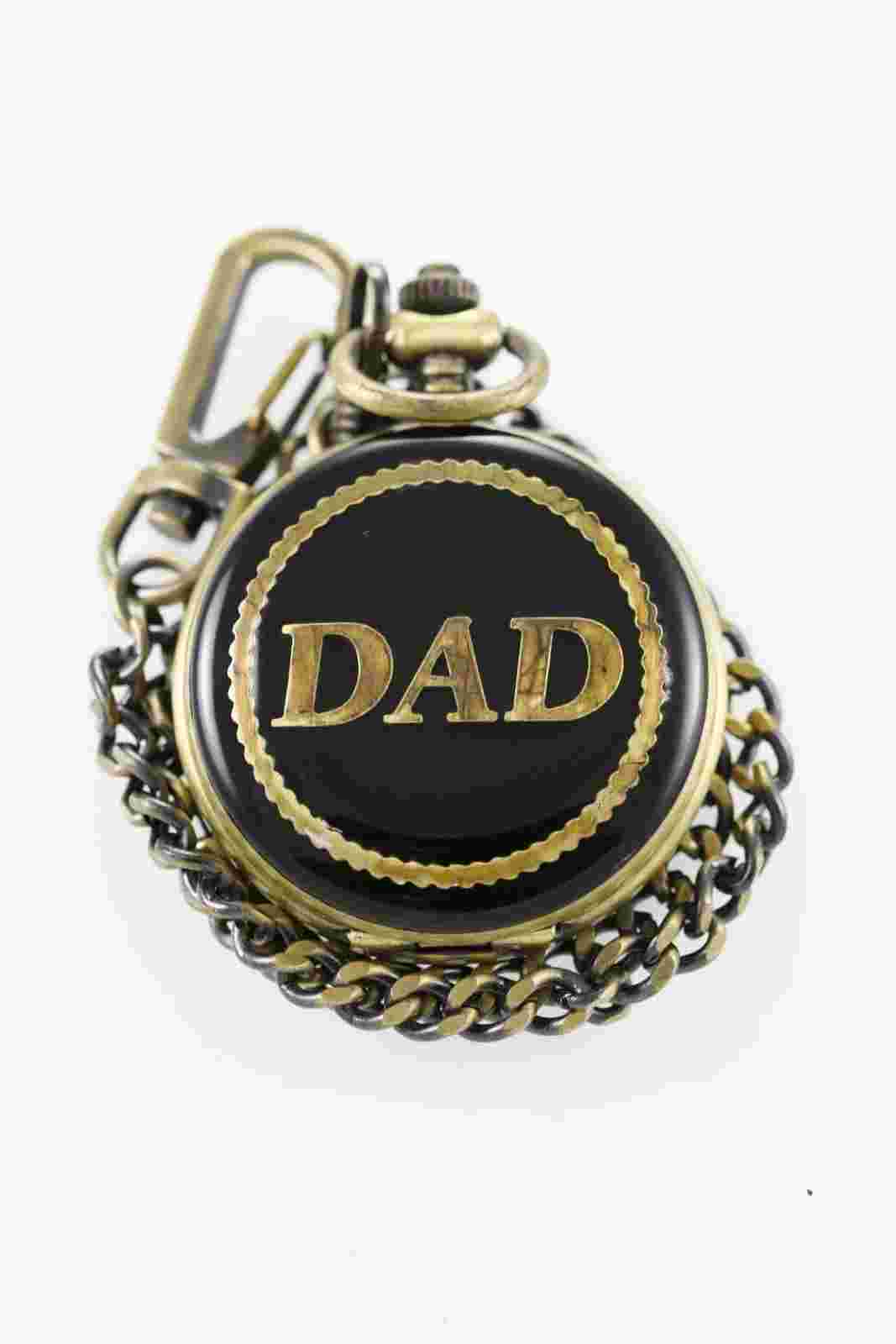 Majestron Watch Mens Black White DAD Stainless Steel Gold Battery Pocket Quartz