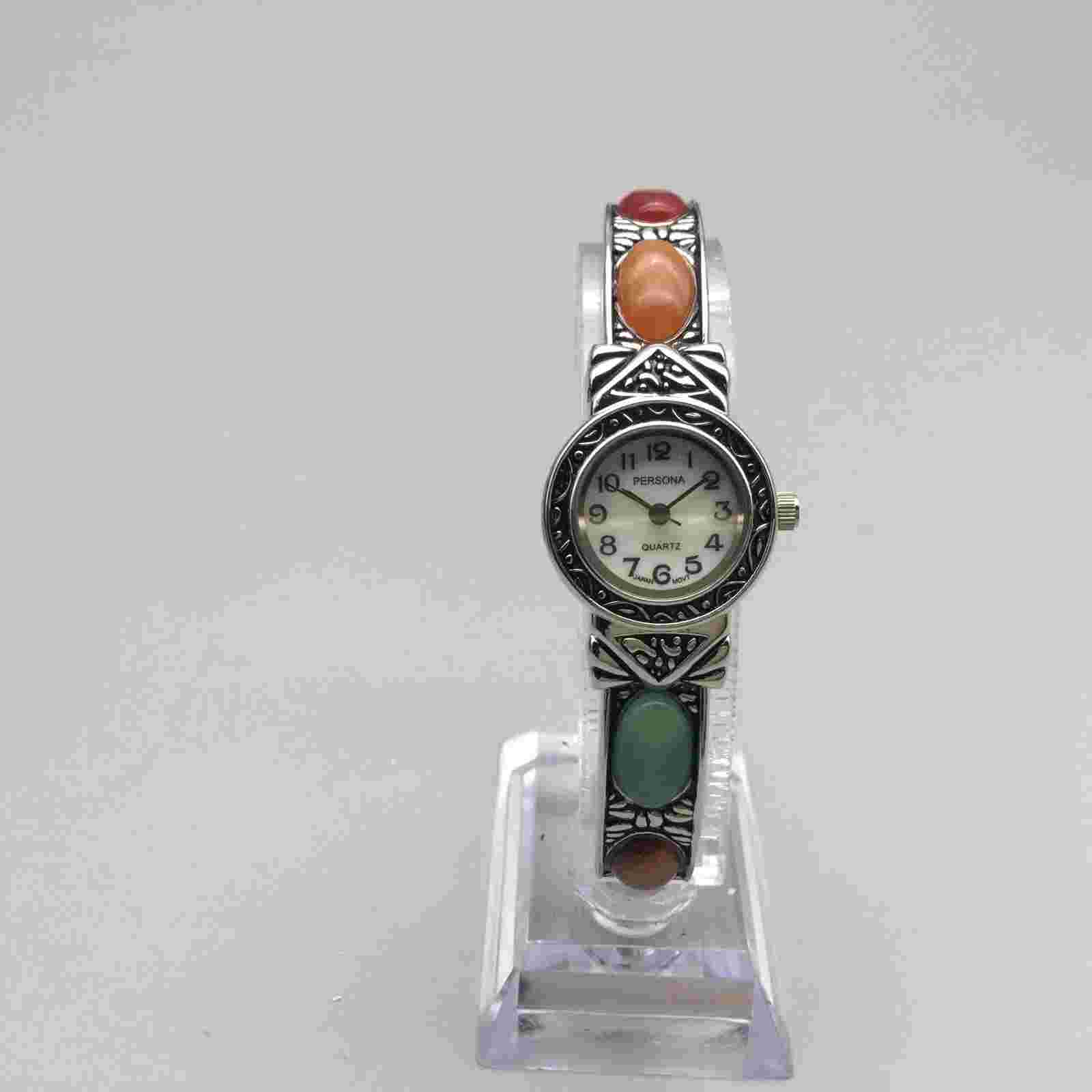 Persona Watch Women 22mm Rainbow Cab Open Cuff Textured Band New Battery
