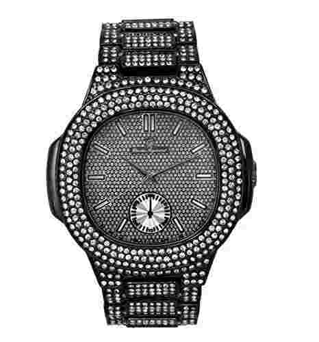 Men's Black Ice Bling Strength on Blast Oblong Designer Timepiece - 8475Color