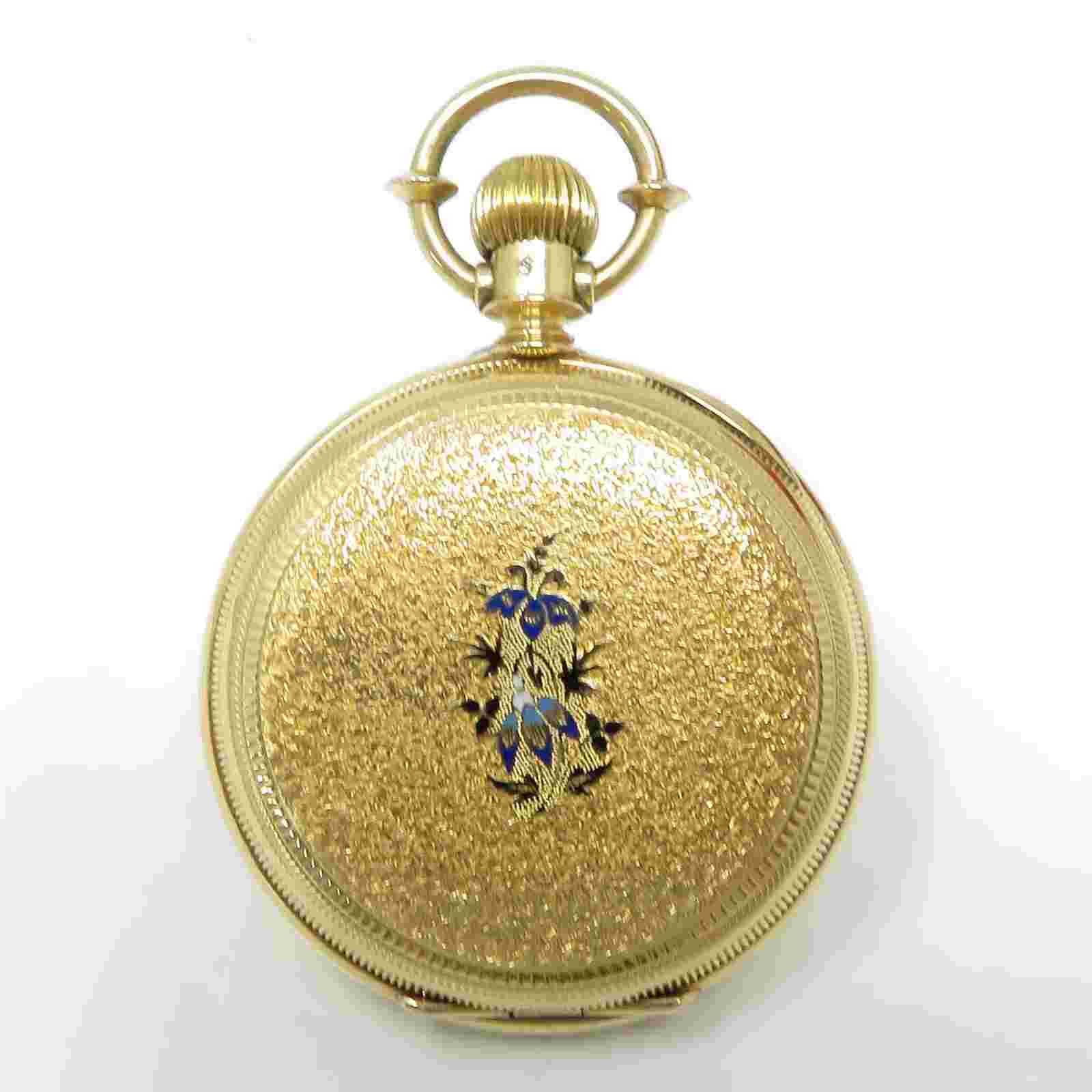 NYJEWEL Elgin Nat'l 18k Solid Gold Monogram Enamel Pocket Watch Runs 70g
