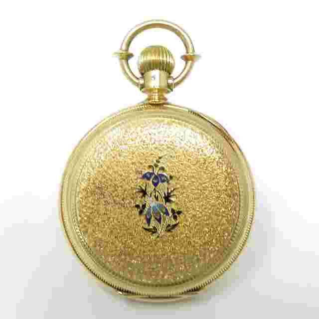 NYJEWEL Elgin Nat'l 18k Solid Gold Monogram Enamel Pocket Watch Runs 70g