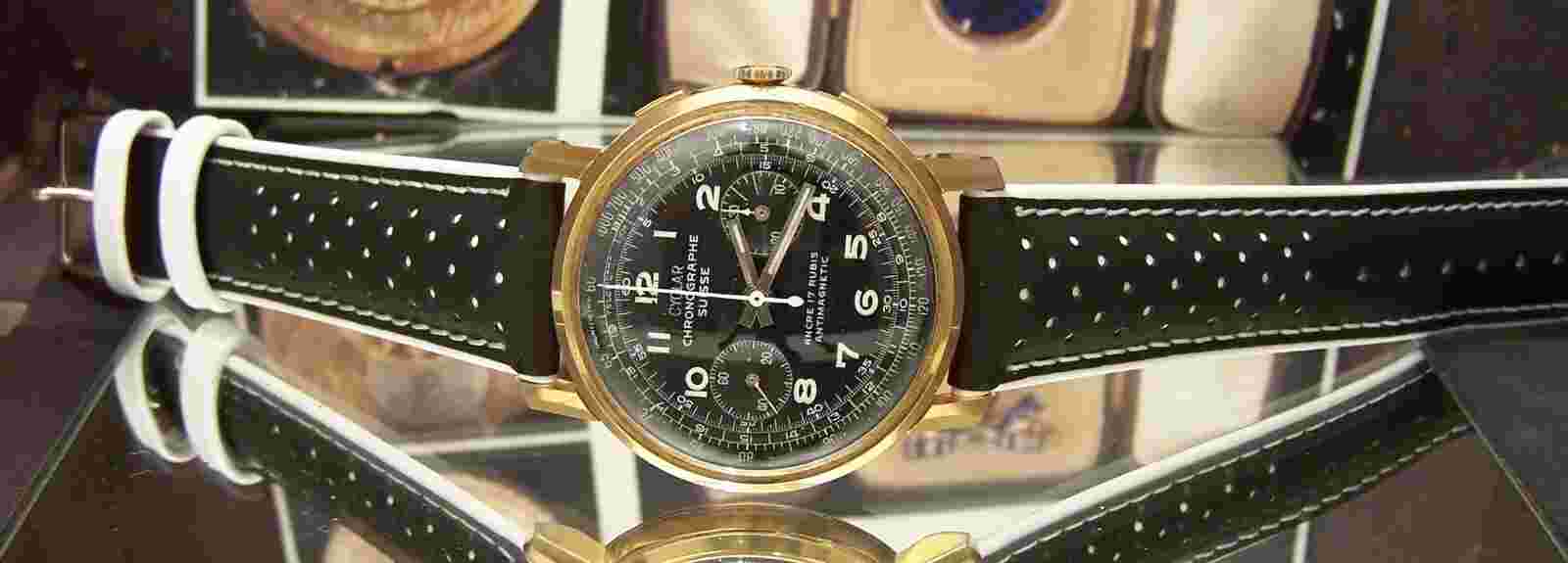 60'S LOVELY BLACK DIAL MILITARY STYLE LANDERON 48 CYCLAR CHRONOGRAPH WATCH WORKS
