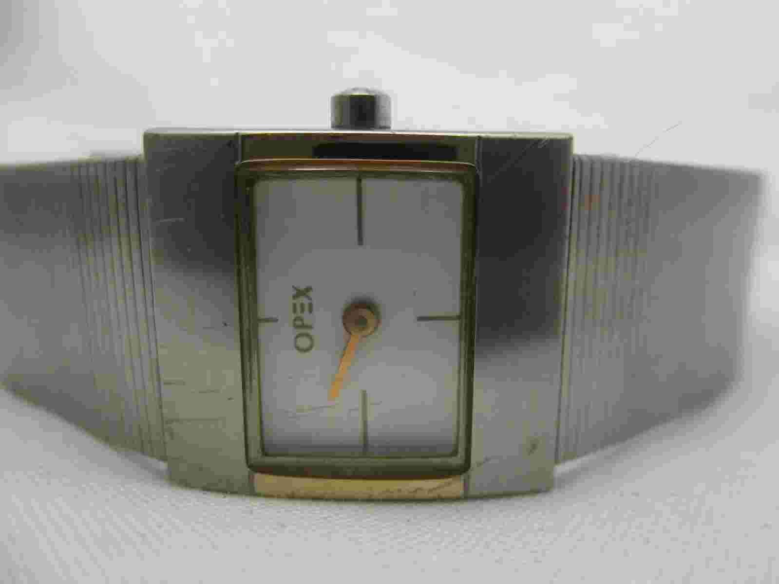Classic Opex Watch Gold & Silver Tone Stainless Steel Band Rectangular Face