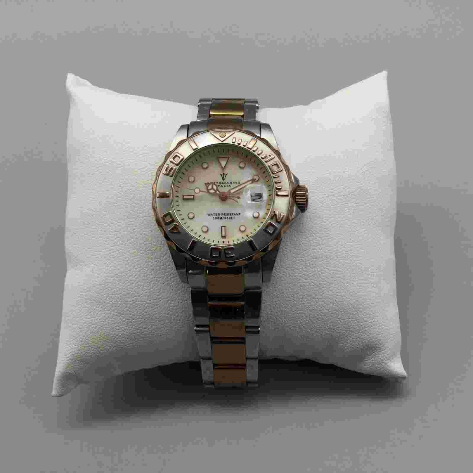 Sottomarino Italia Watch Women 30mm Silver Gold Two Tone Date New Battery 7.5"