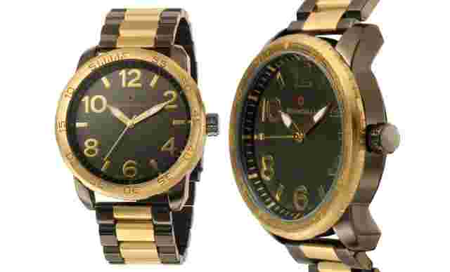NEW Bernoulli 9361 Men’s Arion Collection Classy Gold Two Tone Large Manly Watch