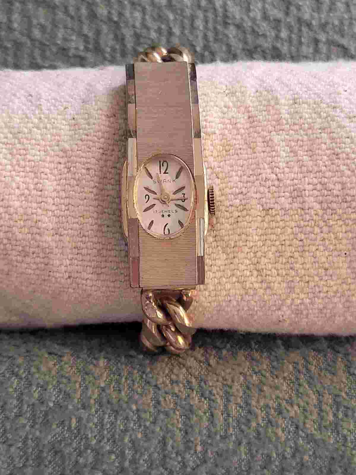 Swank 17J Gold Toned Vintage Bracelet watch womens As Is