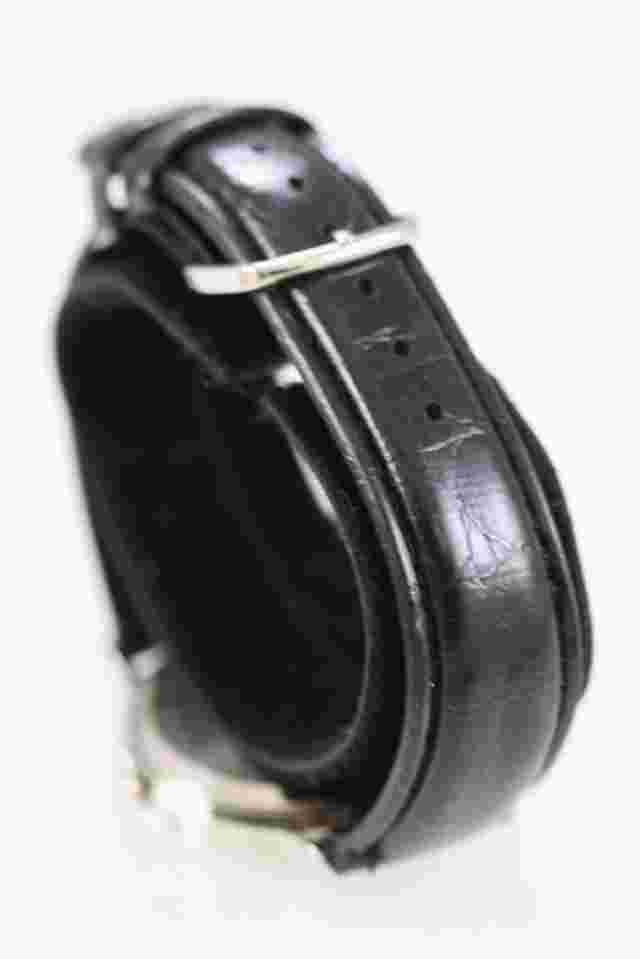 Watch it Watch Men Silver Stainless Steel Water Res Leather Black Battery Quartz