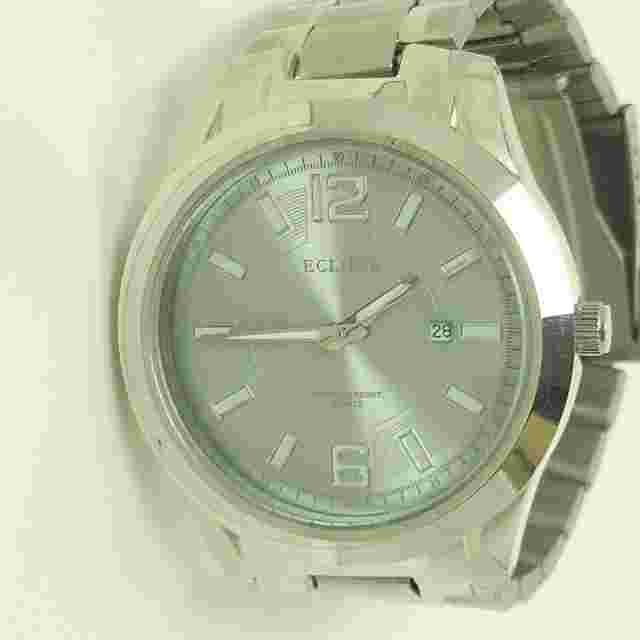 Men’s Eclipse Silver Color Stainless Steel Water Resist Bracelet Quartz Watch