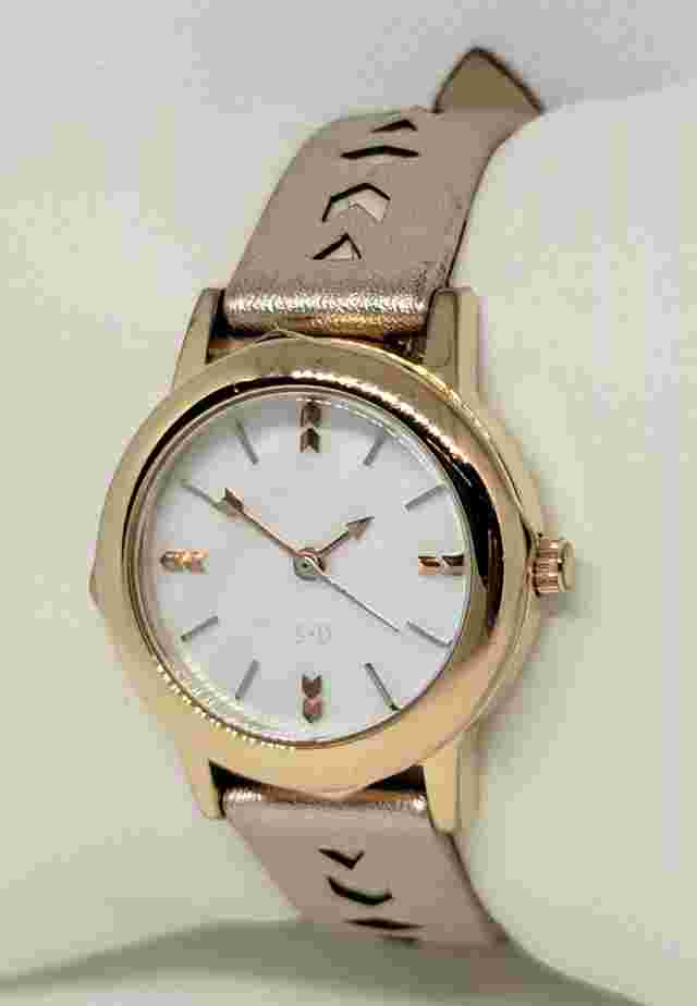Ladies Stella & Dot Stylish Round Rose Gold Tone Genuine Leather Analog Watch E5
