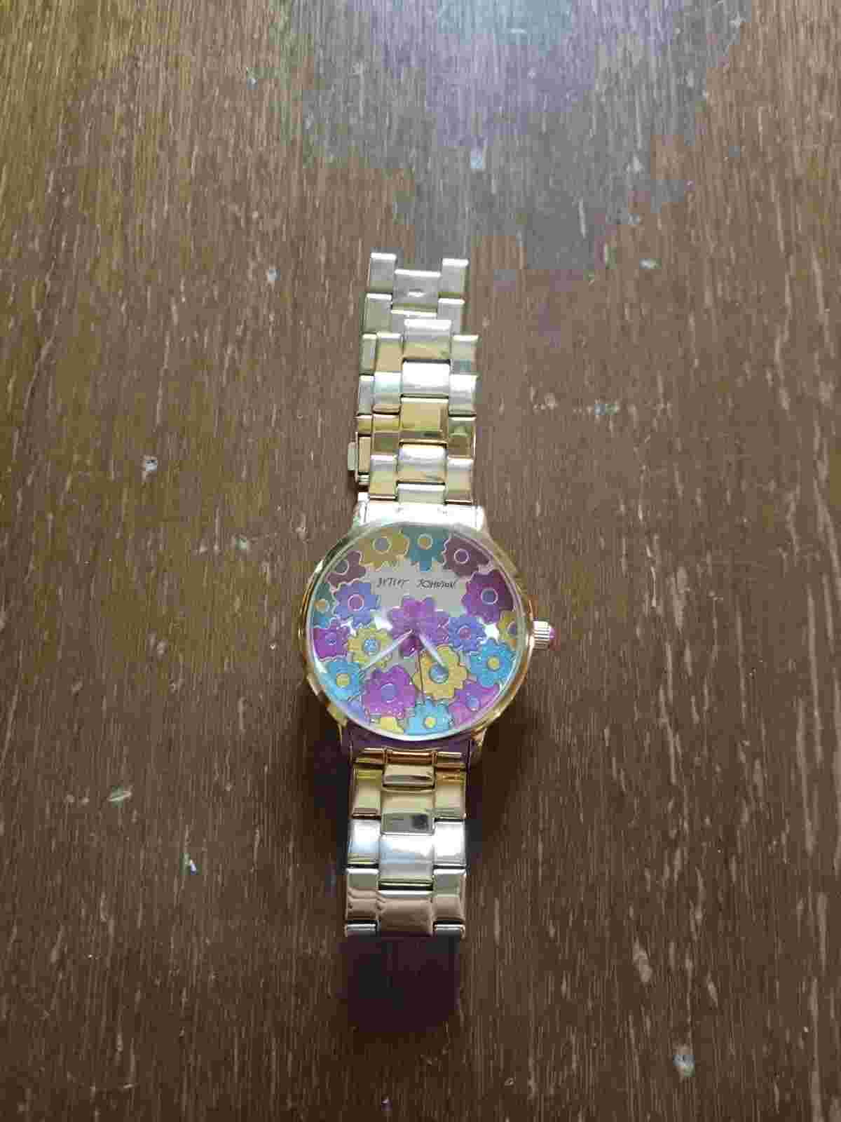 Betsey Johnson Women's Watch, BJ00496-76, Goldtone with Flower and Crystal Dial