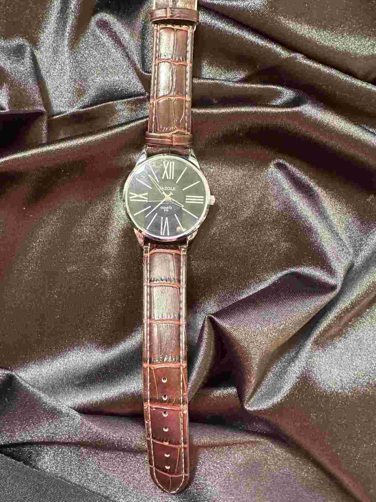 Yazole Watch Men Fashion Business Quartz-watch - Black Face - Brown Band