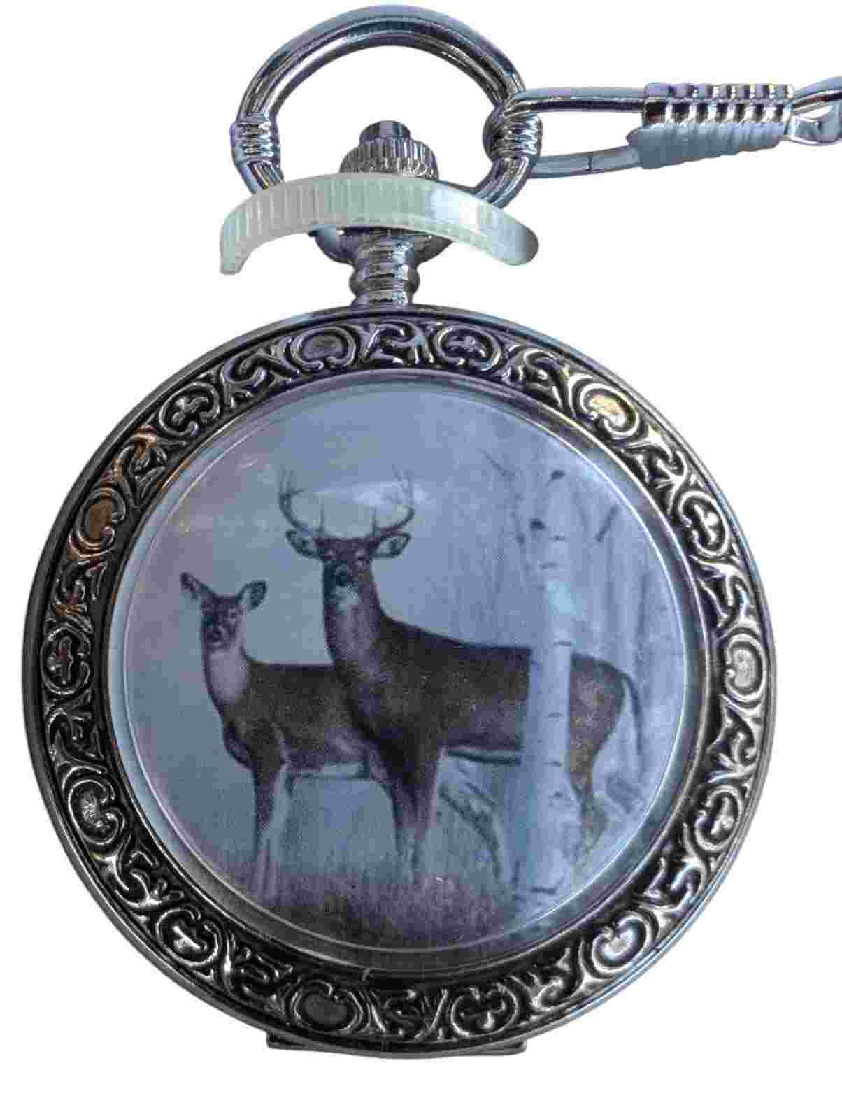 Allude White Tail Deer Men’s Quartrz pocket watch Brand New In Box