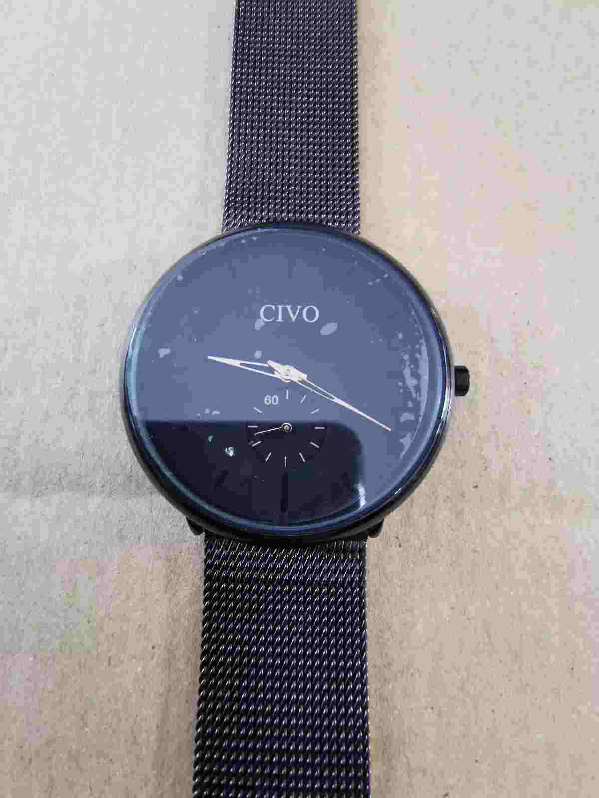 CIVO Mens Stainless Steel Analogue Quartz Water Resistant Wrist Watch, Black