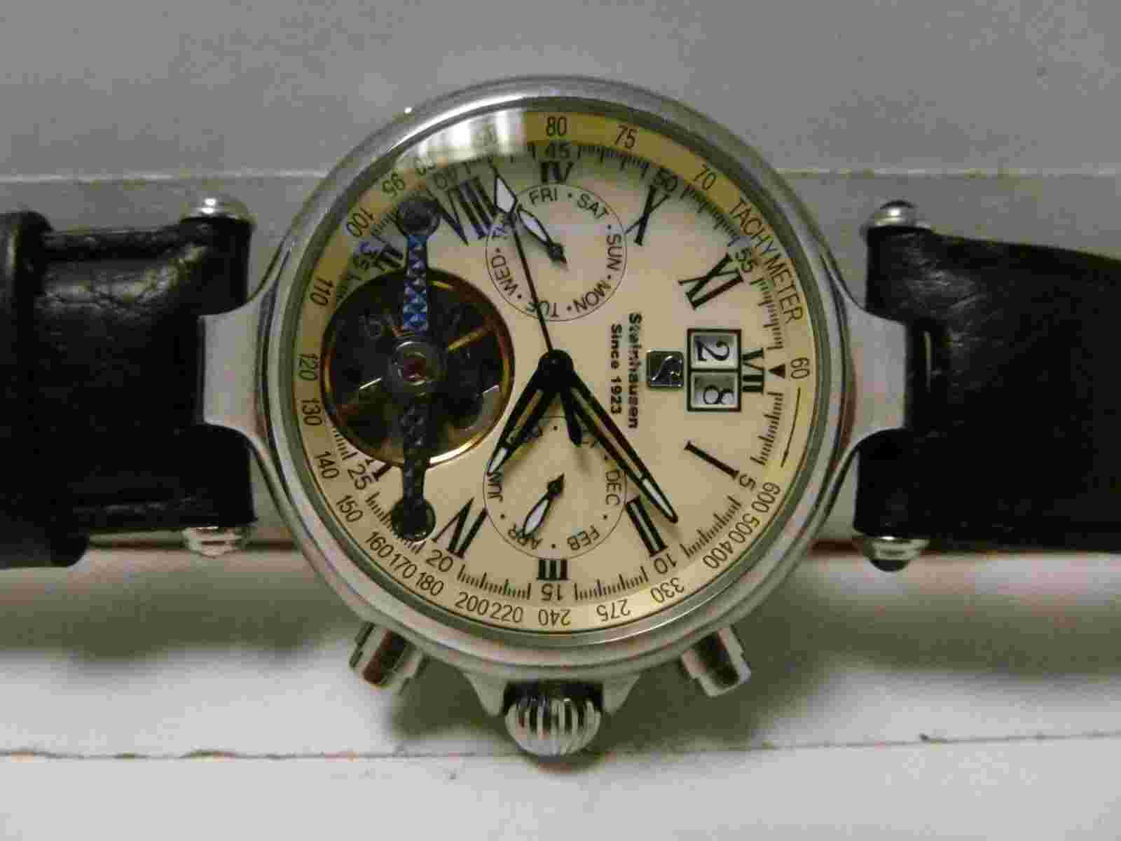 Steinhausen Open Heart Voyager Men's Gold Automatic Watch TW591G Black Band