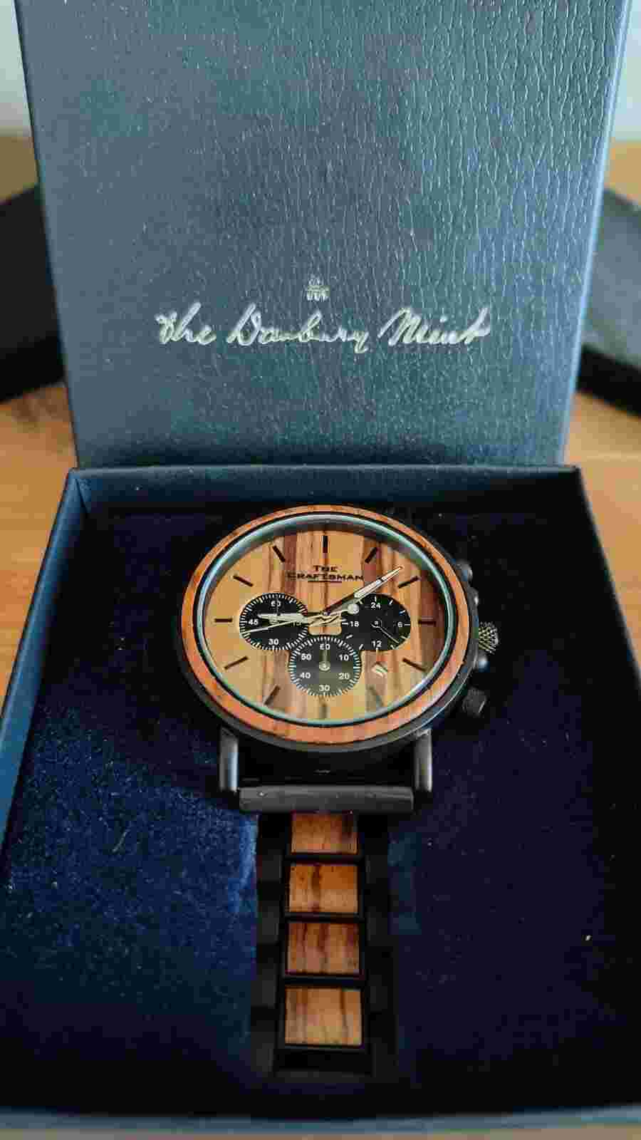 New Danbury Mint The Craftsman Men's Wooden Chronograph Watch #4915-0014