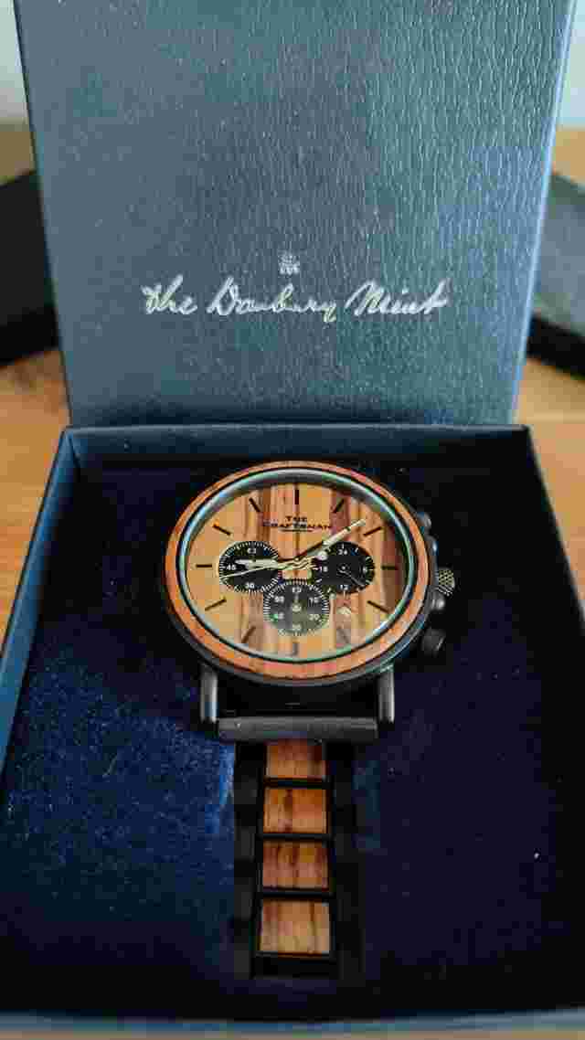 New Danbury Mint The Craftsman Men's Wooden Chronograph Watch #4915-0014