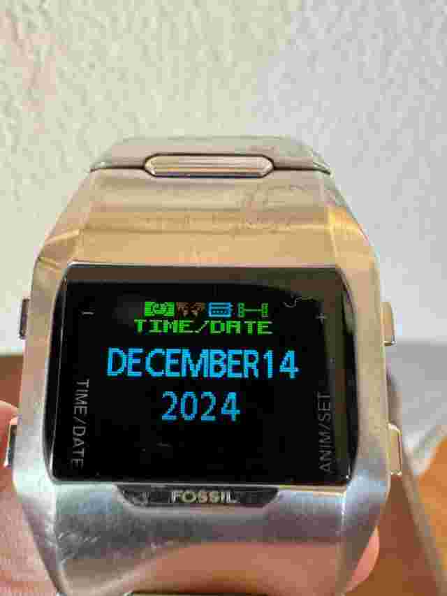 RARE Fossil Animation JR9465 Digital Stainless Steel Gents OLED Bracelet Watch