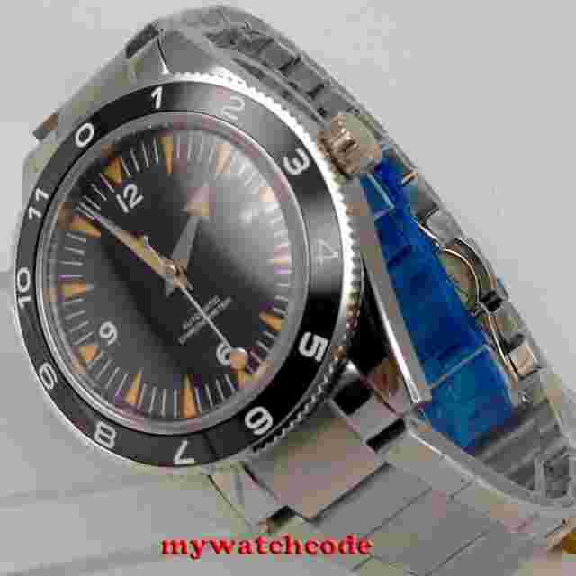 41mm CORGUET Black Dial Japan Miyota NH35A Automatic Mens Watch Sapphire Glass