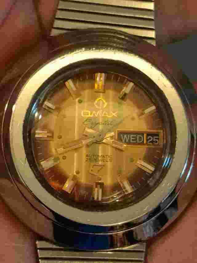 1970s Vintage and Very Rare Automatic Omax Crystal 7 , 25 Jewels , WATER PROOF