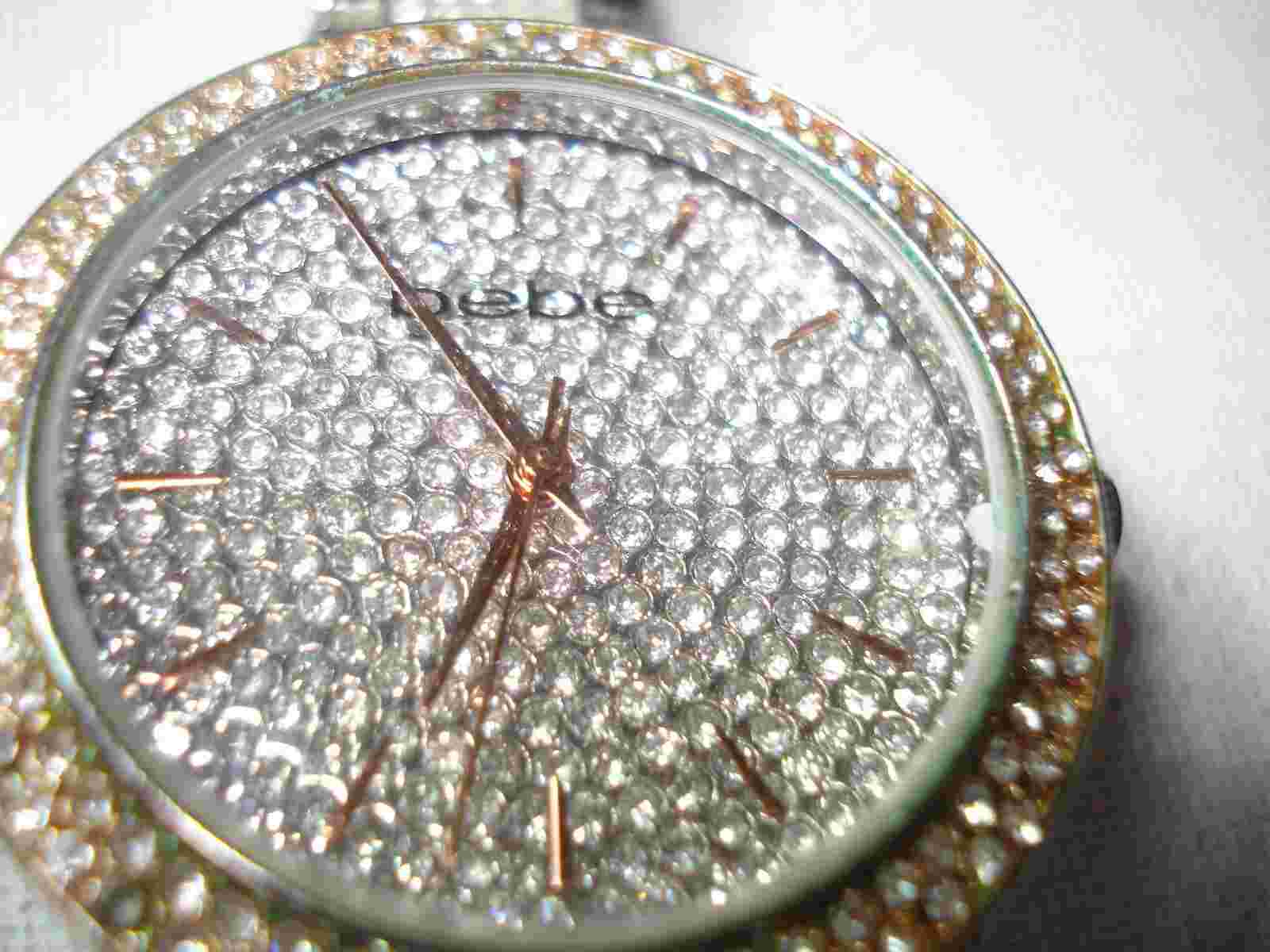 RARE GORGEOUS LADIES PINK DIAMOND CRYSTALS BEBE WATCH FLASHY NEW BATTERY