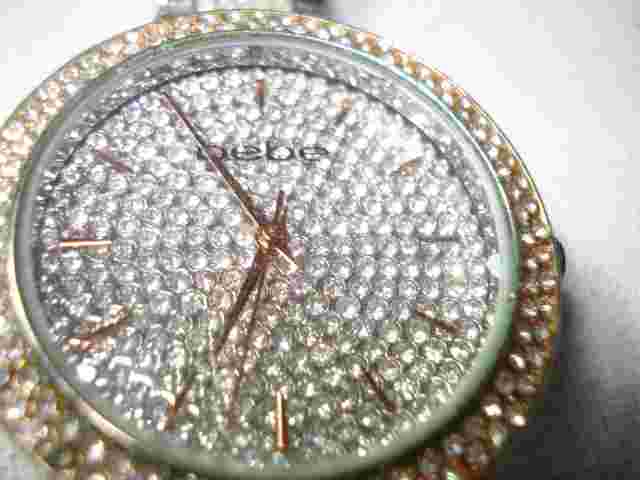 RARE GORGEOUS LADIES PINK DIAMOND CRYSTALS BEBE WATCH FLASHY NEW BATTERY