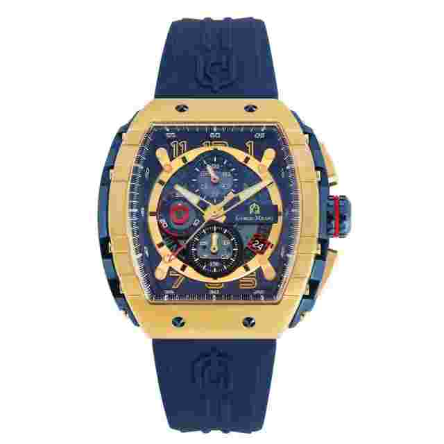Giorgio Milano Luxury Men’s Watch Gold Blue Rubber Strap Water Resistance 10ATM
