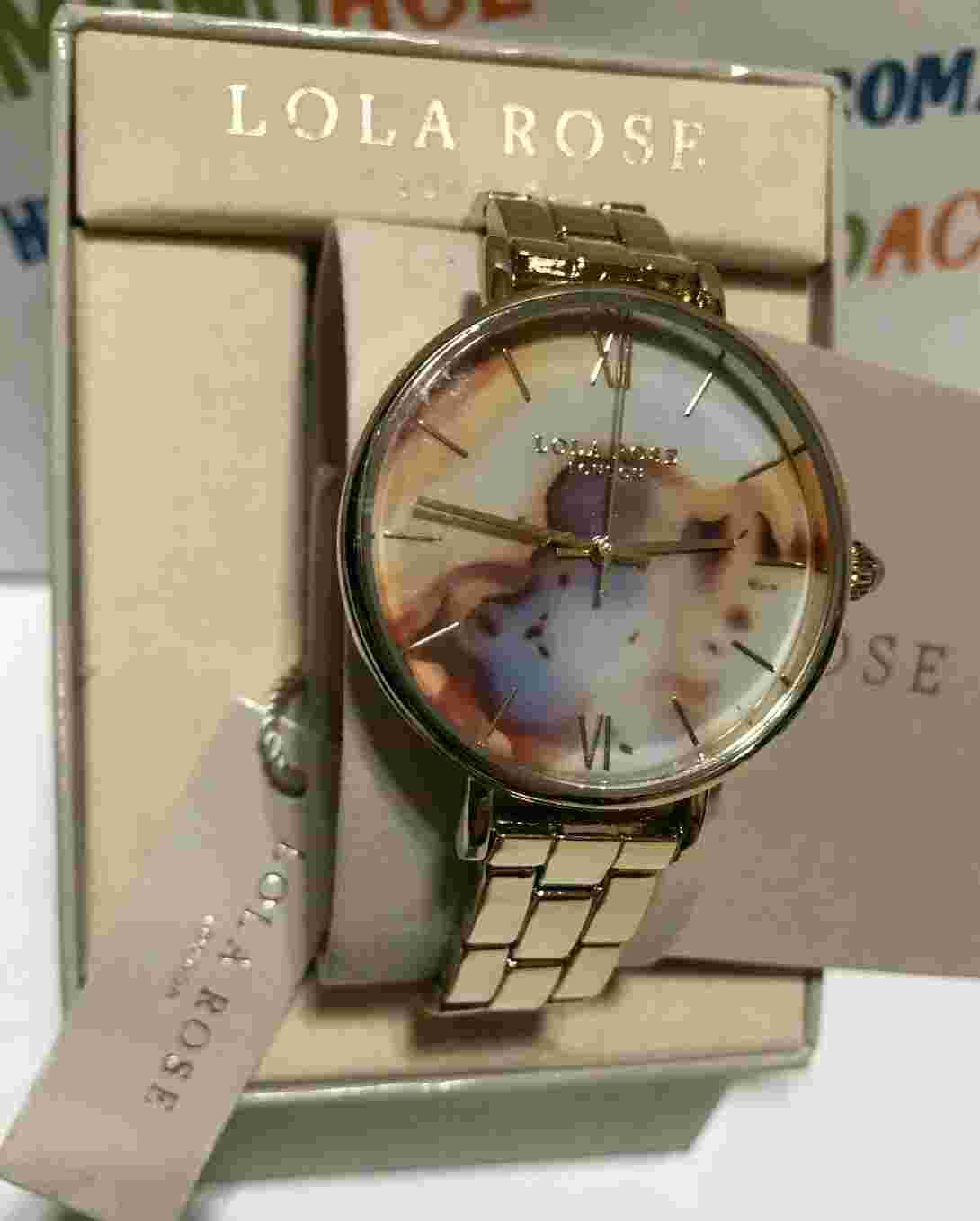 Lola Rose Womens 38mm Galaxy Agate Gold Tone Stainless Steel Watch LR4004