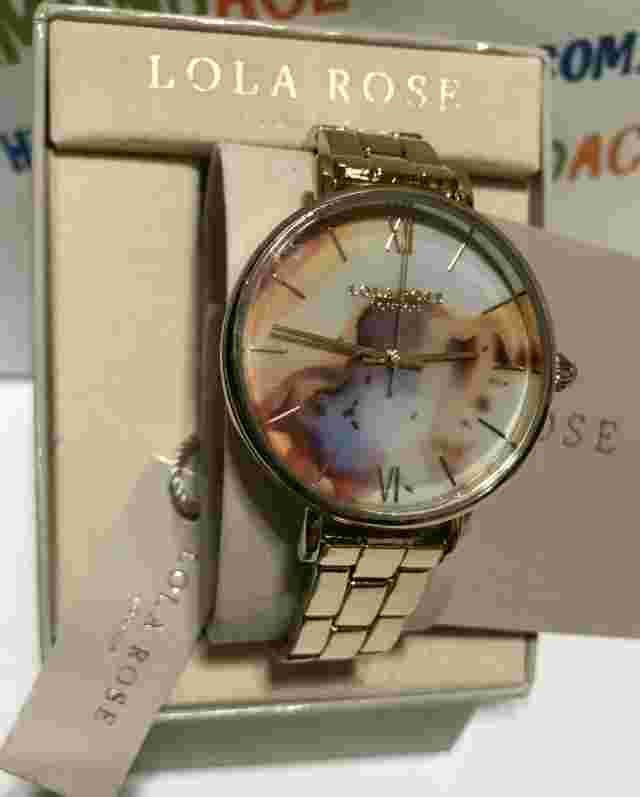 Lola Rose Womens 38mm Galaxy Agate Gold Tone Stainless Steel Watch LR4004