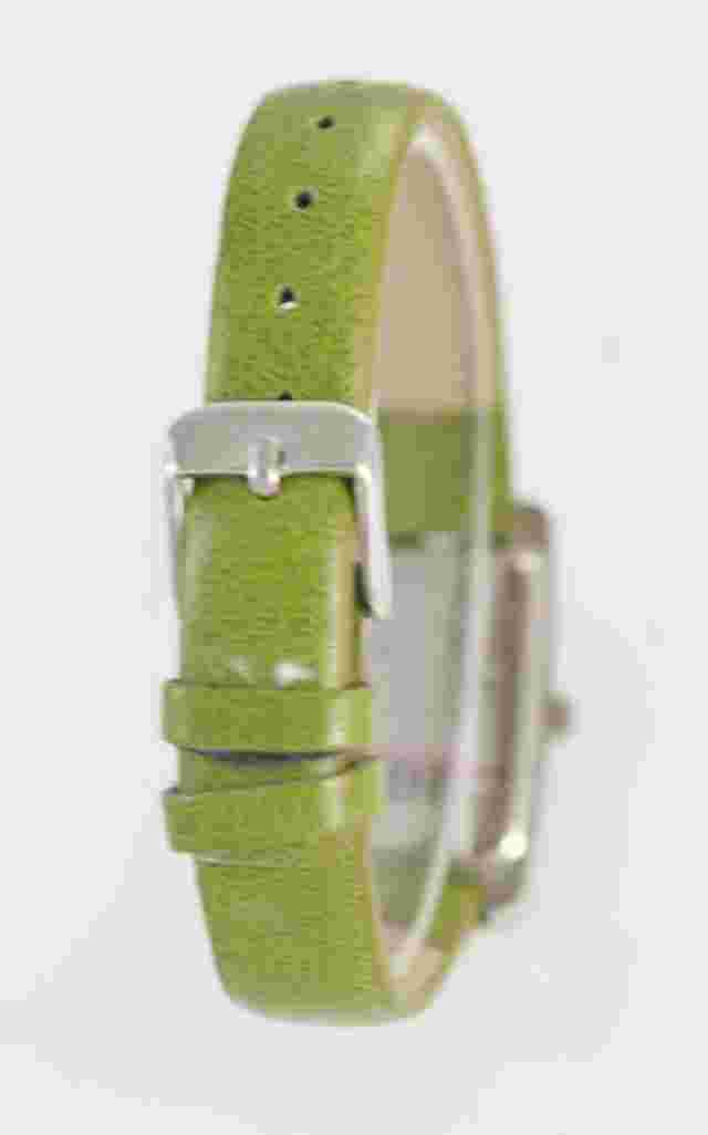 LEI Watch Women Silver Stainless Steel Green Leather Water Resist Battery Quartz