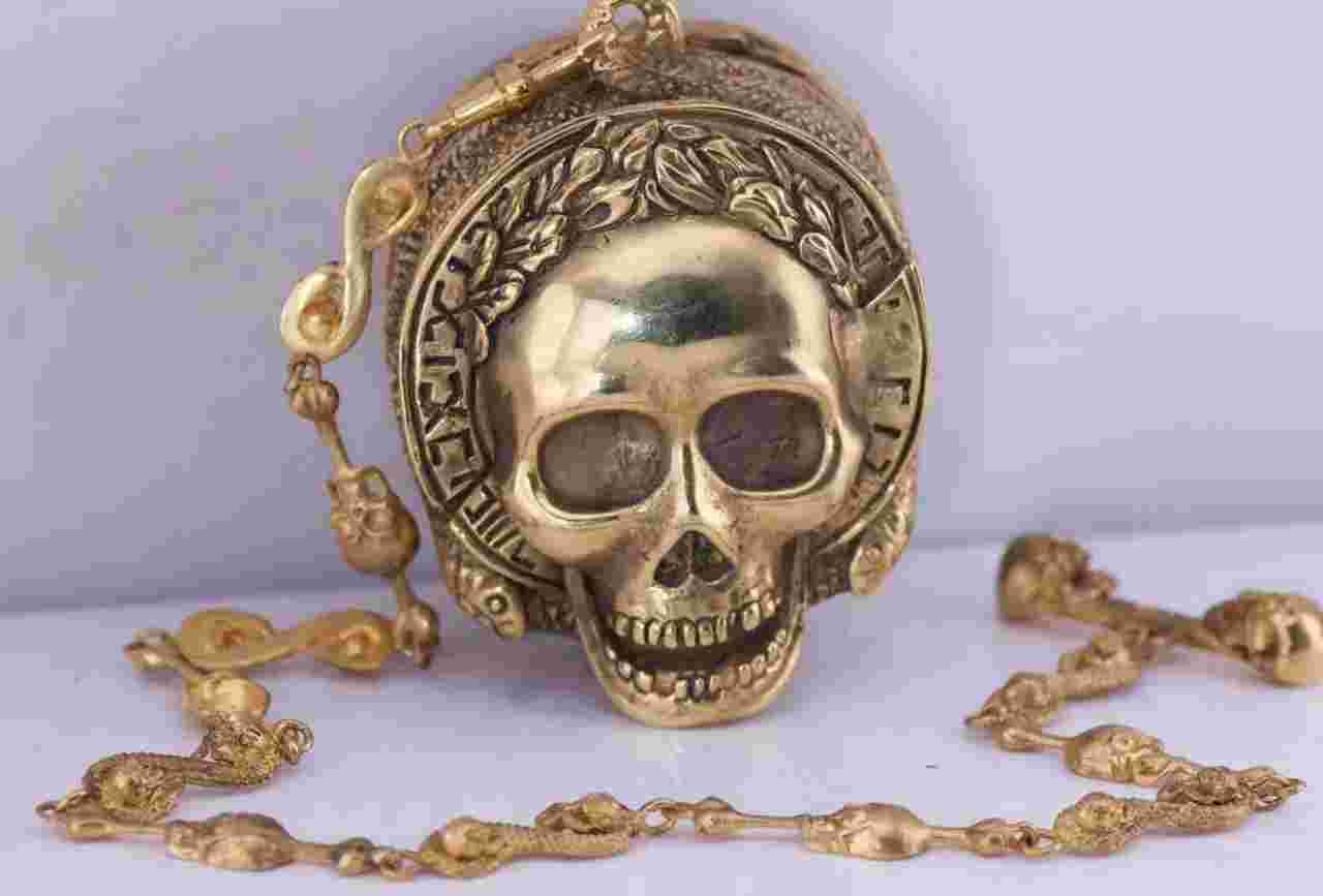 Antique French Two Faces Skull Man Verge Fusee Pocket Watch c1780's by Cauvin