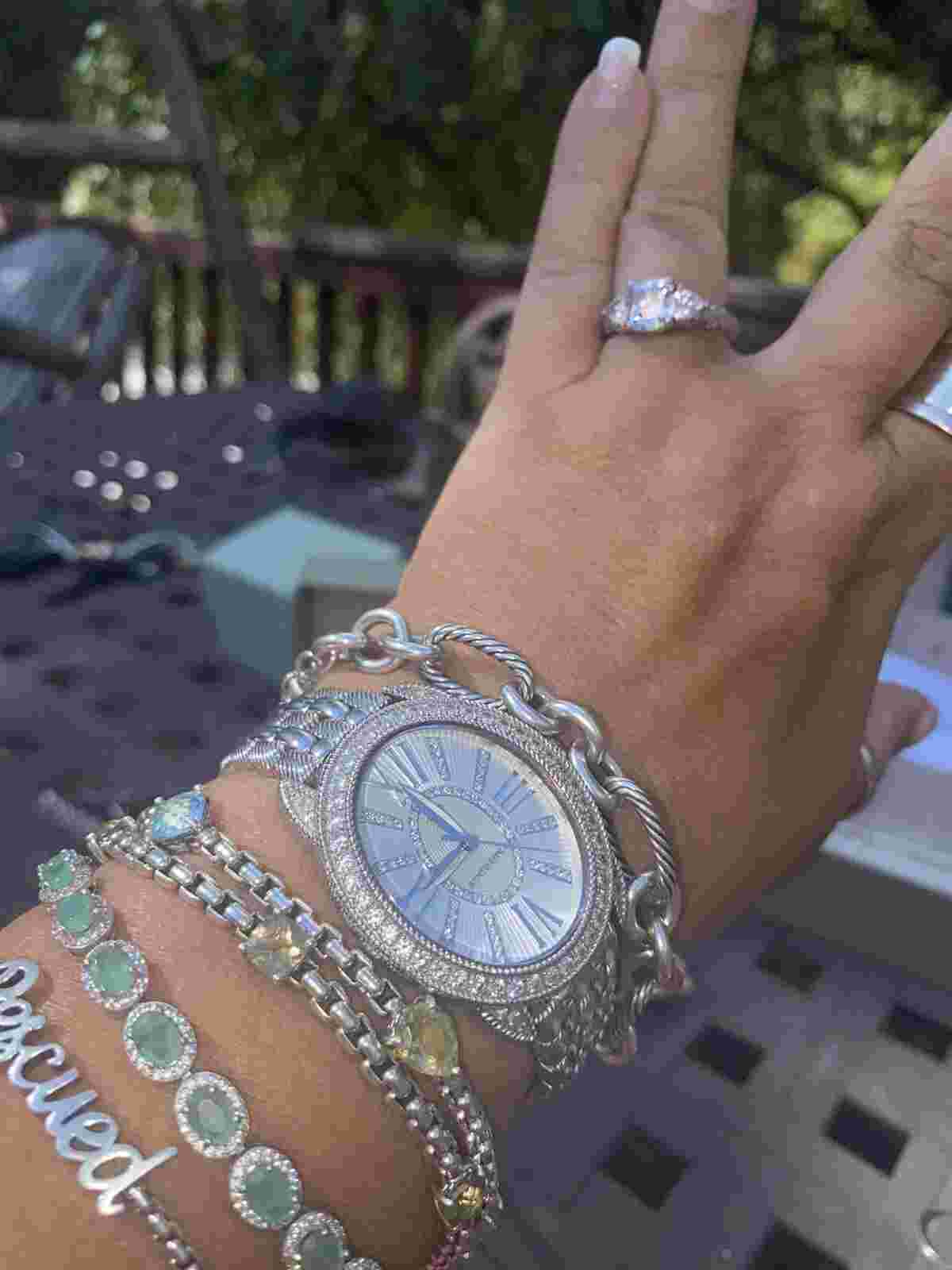 JUDITH RIPKA DIAMONIQUE ROMAN NUMERALS  MOP CLASSIC WATCH