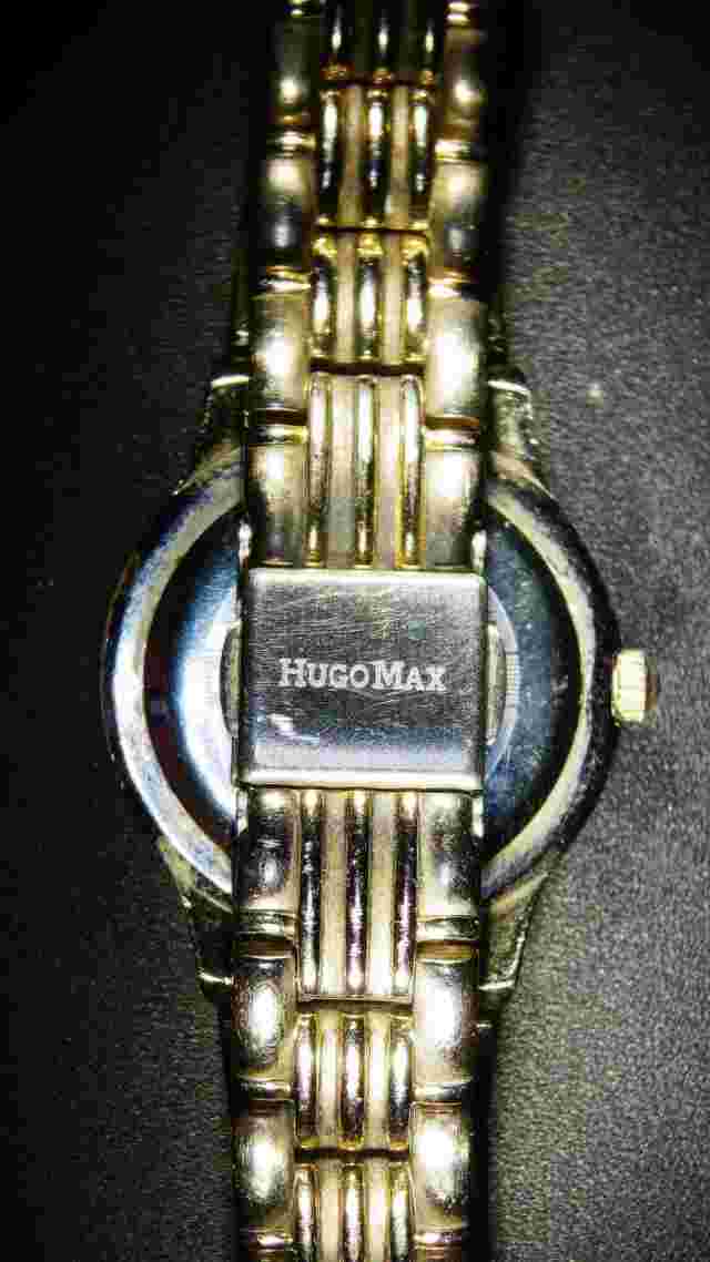 Vintage HUGO MAXX EURODESIGN 18K GOLD PL watch Stainless Blue Dial 85037