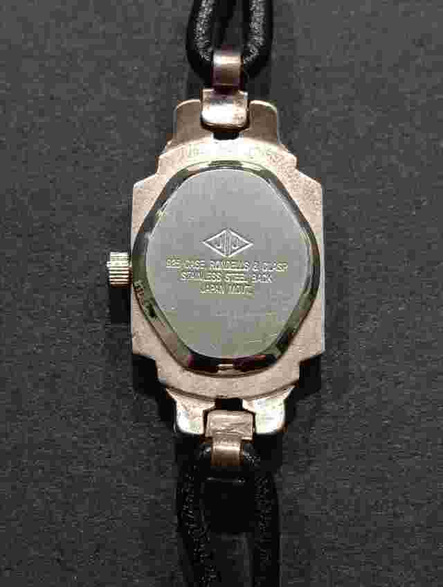 Vintage JUDITH JACK JJ 925 Sterling Marcasite Abalone Leather Band Ladies Watch