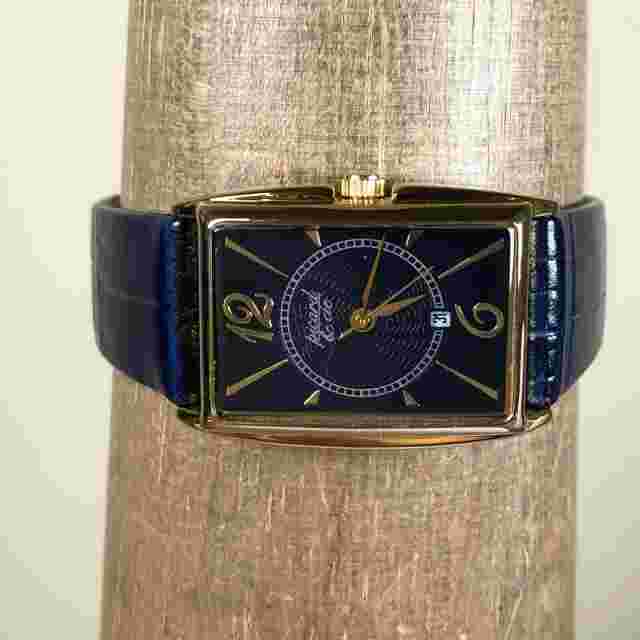 Picard & Cie Women PC1468-229 Blue Dial Date Gold Tone Leather Quartz Watch 7"